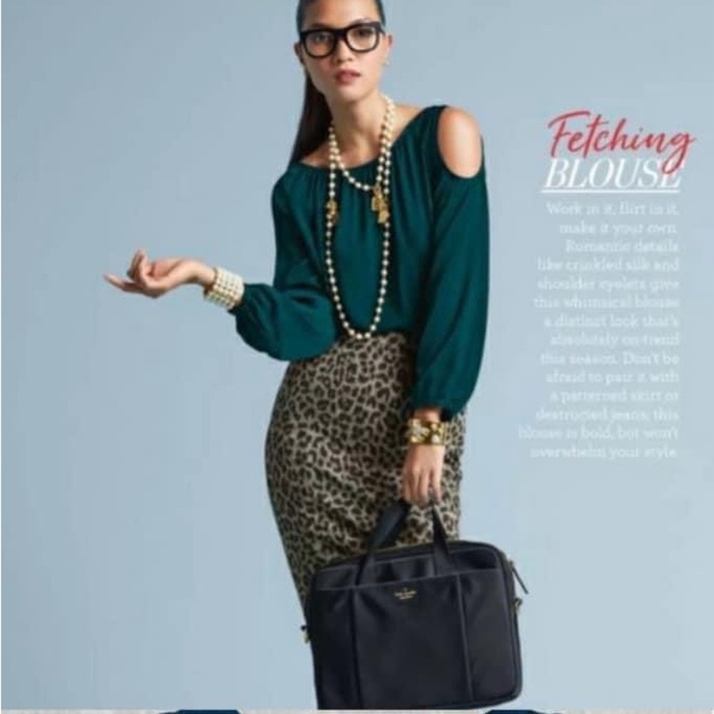 Cabi Show Some Shoulder Teal Cold Shoulder Blouse